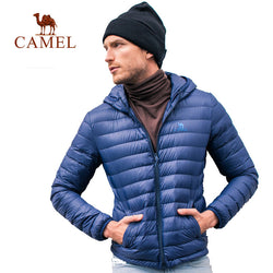 CAMEL Winter Ultra Light Down Jacket White Duck Down Hooded Jackets Long Sleeve Warm Coat Parka Solid Portable Outwear - Canada Outdoors