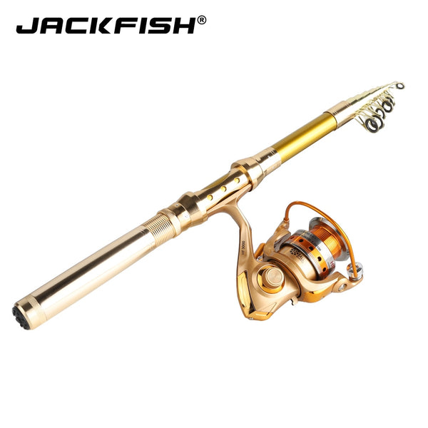 JACKFISH Spinning Fishing Rod Combo Telescopic Fishing Rod + 10BB