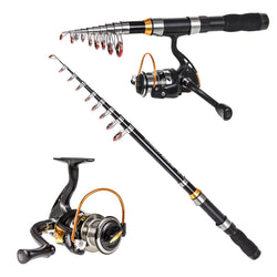 2018 Winter 1m-2.3m short Carbon Fiber Telescopic Fishing Rod Combo Full Kit Spinning Fishing Gear Tackel Tool Accessories - Canada Outdoors