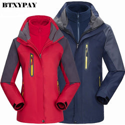 20p! 3 in 1 Lovers Hooded Hiking Jacket Tops Winter Windproof Waterproof Ski-wear Inner Fleece Camping Climbing Warm Windbreaker - Canada Outdoors