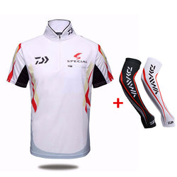 2pcs/set Daiwa Men Fishing Clothes Summer Short Sleeve Fishing Clothing Fast Drying Fishing T Shirt With Free Arm Guard - Canada Outdoors
