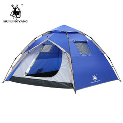 3-4 Person Outdoor tent 210*210*145cm Double Layer Camping Tents Hydraulic automatic Waterproof Large beach Hiking Tent - Canada Outdoors