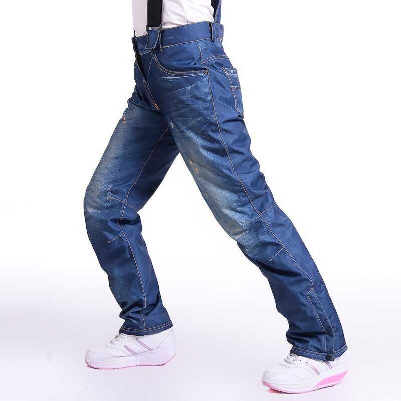 30 Degree Thermal Jean Snowboard Pants Suspenders Denim Skiing