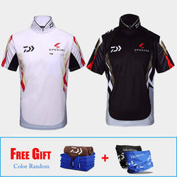 3pcs/set Daiwa Men Fishing Clothes Summer Short Sleeve Shirts Fishing Clothing With Anti-UV Fishing Scarf Color Random - Canada Outdoors