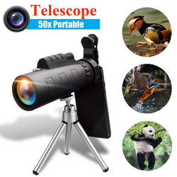 50X60 BAK4 Night Vision Monocular Telescope HD Zoom Optical Lens Camera with Phone Clip Tripod For iPhone XR for Samsung S9 - Canada Outdoors
