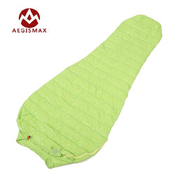Aegismax Ultralight Lengthened Mummy Sleeping Bag White Goose Down Outdoor Camping Sewn Through Black&amp;Green 200x80cm - Canada Outdoors