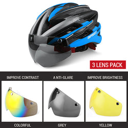 BASECAMP Bicycle Helmets Sunglasses Visor Cycling Glasses Helmet 3 Lens Integrally Molded Men Women Mountain Road Bike Helmets - Canada Outdoors