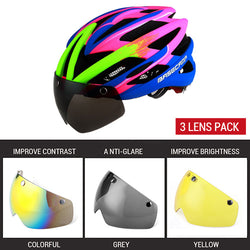 BASECAMP Bicycle Helmets Sunglasses Visor Cycling Glasses Helmet 3 Lens Integrally Molded Men Women Mountain Road Bike Helmets - Canada Outdoors