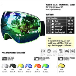 Brand Ski Goggles . Snowboard Eyewear Double Layers Anti-fog Lens Large Spherical Mask Snow Snowmobile Glasses&amp;Original Case - Canada Outdoors