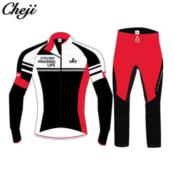 CHEJI Factory Price Custom Cycling Clothes Long Sleeves Jersey BIB Long Pants Autumn Winter Bike Clothing Windproof Jacket Men - Canada Outdoors