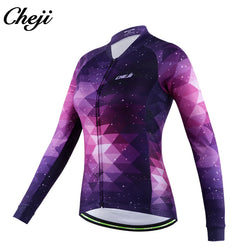 CHEJI Women's Long Sleeve Bike Set Quick dry Starry Sky Pattern Cycling Jersey Pro Team Breathable Bicycle Wear Racing Clothes - Canada Outdoors
