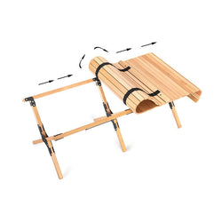 Camping Folding Wood Table- Portable Foldable Outdoor Picnic Table,Cake Roll Wooden Table Picnic, Camp, Travel,Garden BBQ