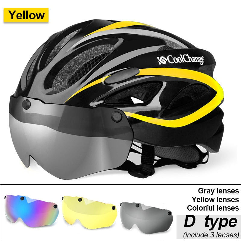 CoolChange Bicycle Helmet EPS Insect Net Road MTB Bike Windproof Lense ...