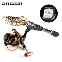 DAGEZI Fishing Rod Combo Spinning Fishing wheel With line Sea Rod 1.8-3.6M Full Kit Telescopic Spinning rod+reel fishing tackle - Canada Outdoors