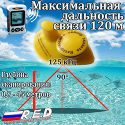 FFW718 RU Wireless Fish Finder Russian Language Free Worldwide Lucky 45M Sonar Depth - Canada Outdoors