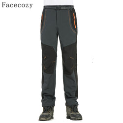 Facecozy  Men Hiking Camping Pants Male Winter Warm Fleece Outdoor Fishing Trekking Softshell Trousers for Skiing Climbing - Canada Outdoors