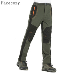 Facecozy  Men Hiking Camping Pants Male Winter Warm Fleece Outdoor Fishing Trekking Softshell Trousers for Skiing Climbing - Canada Outdoors
