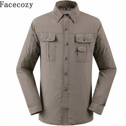Facecozy Men Summer Outdoor UV Resistant Removable Shirt Turn-Down Collar Quick Dry Fishing Coat Trekking&amp;Hiking Clothes - Canada Outdoors