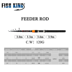 Fish King Telescopic feeder rod 3.0m-3.9m 2 Section C.W 120g Extra Heavy Fishing Feeder Rods 60% Carbon Fiber Feeder Rod - Canada Outdoors