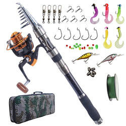 Fishing Rod Combo And Reel Full Kit Carbon Fiber Telescopic Spinning Portable Fishing Pole With Line Lures Hooks Fishing Bag - Canada Outdoors