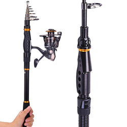 Fishing Rod Reel Combos- Carbon Telescopic Fishing Rod Pole with Spinning Reel Combo Sea Saltwater Freshwater Fishing Rod Kit - Canada Outdoors
