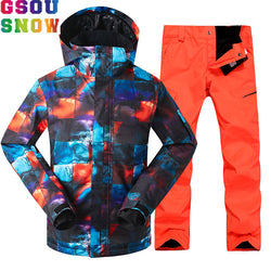 GSOU SNOW Brand Ski Suit Men Skiing Jacket Snowboarding Pants Waterproof Mountain Skiing Suits Winter Male Outdoor Sport Clothes - Canada Outdoors