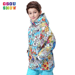 GSOU SNOW Kids Ski Jacket Winter Outdoor Boys Snowboard Jackets Children Super Warm Colorful Graffiti Cartoon Printed Snow Coats - Canada Outdoors