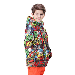 GSOU SNOW Kids Ski Jacket Winter Outdoor Boys Snowboard Jackets Children Super Warm Colorful Graffiti Cartoon Printed Snow Coats - Canada Outdoors