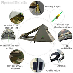 GeerTop One Person 3 to 4 Season Lightweight Backpacking Bivy Tent Compact Bivvy Camping Tent for Outdoor Hiking Travel Tourist - Canada Outdoors