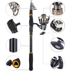 Goture Fishing Reel Rod Combo 2.1M/2.4M/2.7M/3.0M/3.6M Telescopic Rod with 2000/3000/4000 series Spinning Reel Rod Set - Canada Outdoors