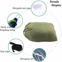(Green) Extra High Portable Strength Fabric Mosquito Net Camping Hammock Lightweight Hanging Bed Durable Packable Travel Bed - Canada Outdoors