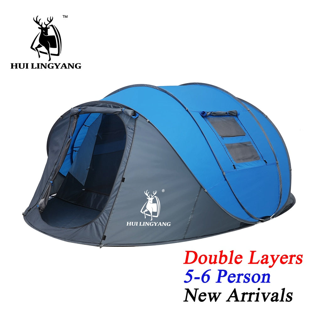 hui lingyang tent HUI LINGYANG Throw pop up tent 5-6 Person outdoor automatic tents Doub