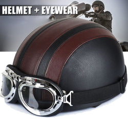 Half Motorcycle Helmet Open Face Electric Bicycle Casque Goggles Visor For Scooter Cycling Touring vintage Helmet For Harley - Canada Outdoors