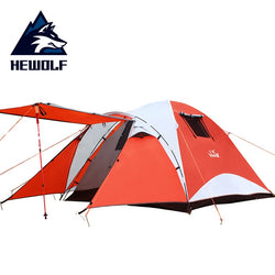 Hewolf Outdoor Camping 3~4 Person Tent Waterproof Double Layer Aluminum Rod Rainproof Large Family Tourist Tents for Hiking - Canada Outdoors
