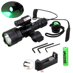 Hunting Rifle Airsoft Gun Light LED tactical flashlight+Laser Dot Sight Scope +Pressure Switch+ 20mm Rail Barrel Mount+18650 - Canada Outdoors