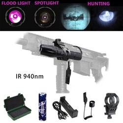 IR 940 nm Zoomable LED Hunting Light Night Vision Infrared Radiation flashlight+Mount+18650 Battery+Pressure Switch+usb charger - Canada Outdoors