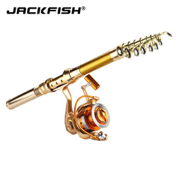 JACKFISH Spinning Fishing Rod Combo Telescopic Fishing Rod + 10BB Fishing Reel Wheel Portable Travel Fishing Rod - Canada Outdoors