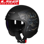LS2 OF599 Vintage Motorcycle Helmet women man open face retro scooter moto helmet with sun shield motorbike vespa helmets - Canada Outdoors