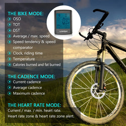 Lixada Bike Cycling Computer Multifunctional 3-in-1 Wireless LCD  with Cadence Heart Rate Monitor Chest Strap Silver / Black - Canada Outdoors