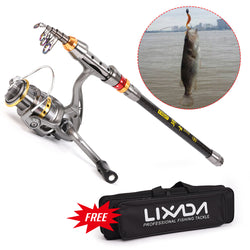 Lixada Telescopic Fishing Rod Reel Combo Full Kit Carbon Fiber Rod Pole + Spinning Reel with Bag Case Fishing Gear Set For Pesca - Canada Outdoors