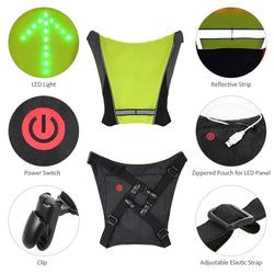 Lixada USB Cycling Bicycle Reflective Vest Bike Backpack LED Wireless Safety Turnning Signal Light Vest For Riding Night Guide - Canada Outdoors