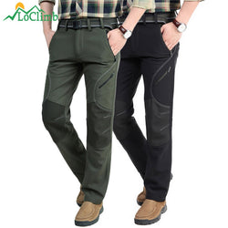 LoClimb Men's Winter Hiking Pants Men Fleece Softshell Trousers Man Outdoor Mountain/Ski/Fishing/Trekking Waterproof Pants AM093 - Canada Outdoors