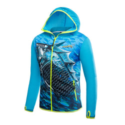 Men Fishing Clothings Breathable Sunscreen Shirt Men Quick Drying UPF 50+ Long Sleeve Hooded Fishing Shirt Hiking Camping Shirt - Canada Outdoors