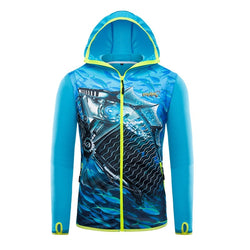 Men Fishing Clothings Breathable Sunscreen Shirt Men Quick Drying UPF 50+ Long Sleeve Hooded Fishing Shirt Hiking Camping Shirt - Canada Outdoors
