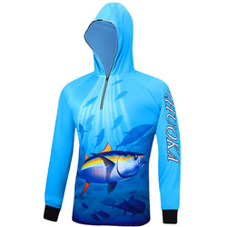 Men Women Hooded Jersey Fishing Clothing Long Sleeve Uv Protection Quick Dry Fishing Shirt with fish pattern Camisas Pesca - Canada Outdoors