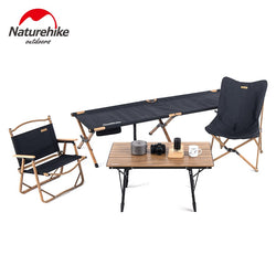 Naturehike 2019 New Camping Table Chair Bed Camping Cot Wood Grain Camping Furniture Folding Bed Fishing Chair Telescopic Table