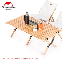 Naturehike Camping Table Folding Egg Roll Wooden Table 30kg Bearing Triangle Stable Garden Travel Hiking BBQ Accessories