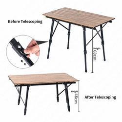 Naturehike Camping Table Portable Telescopic Folding Table Outdoor Picnic Multipurpose Tables Wood Grain Lightweight Table