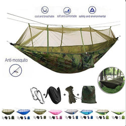 Portable 1-2 Person Camping Hammock with Mosquito Net Ultralight Hanging Bed Strong Bearing Tree Tent Swing Sleeping Lazy Bag - Canada Outdoors