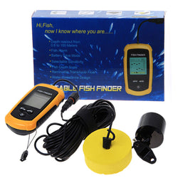 Portable Fish Finder Sonar Sounder Alarm Transducer Fishfinder 0.7-100m fishing echo sounder with Battery with English Display - Canada Outdoors